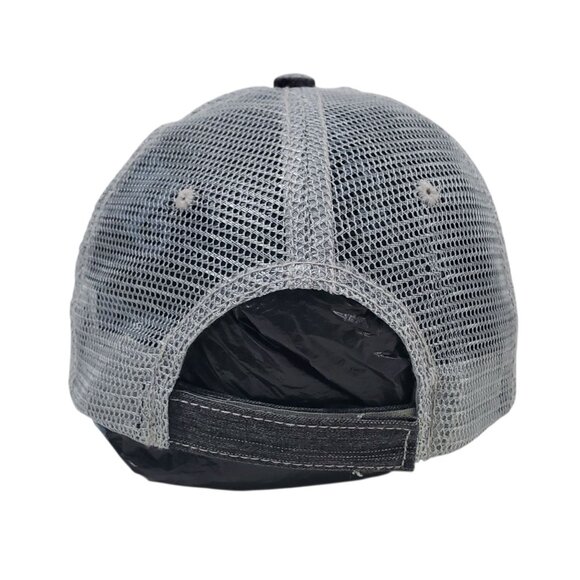 Distressed Gray "Jeep Hair Don't Care" Mesh Trucker Hat By Katydid Adjustable - Picture 4 of 10